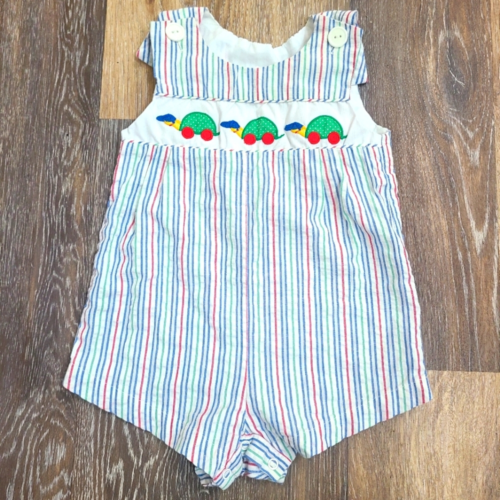 Nursery Rhyme Vintage Smocked One Piece Boys Outfit Size 18mo
